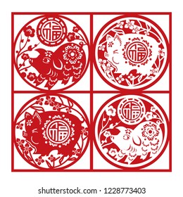 Chinese New Year Year of the Pig. Chinese Character means prosperity.