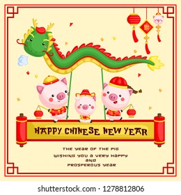 A Chinese New Year of the Pig Year Greeting Card for Celebration