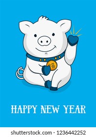 Chinese new year pig. Sculpture for good luck.  illustration