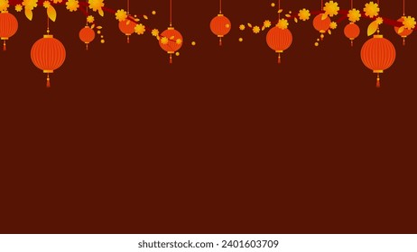 Chinese New Year PNG. Vector Chinese lantern on transparent background. Chinese New Year red light festival.