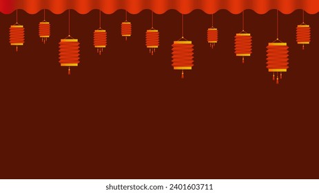 Chinese New Year PNG. Vector Chinese lantern on transparent background. Chinese New Year red light festival.