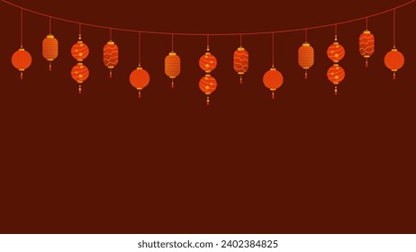 Chinese New Year PNG. Vector Chinese lantern on transparent background. Chinese New Year red light festival.