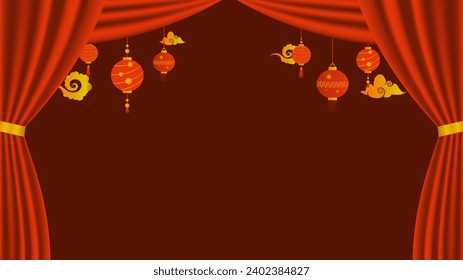 Chinese New Year PNG. Vector Chinese lantern on transparent background. Chinese New Year red light festival.