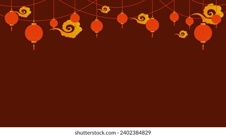 Chinese New Year PNG. Vector Chinese lantern on transparent background. Chinese New Year red light festival.