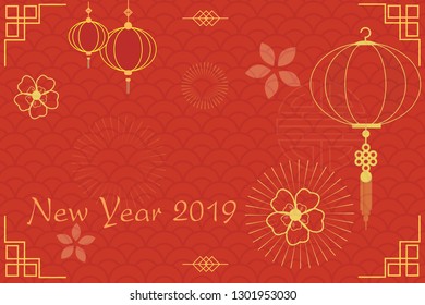Chinesisches Neujahr, Postkarten, glückliches Neujahr