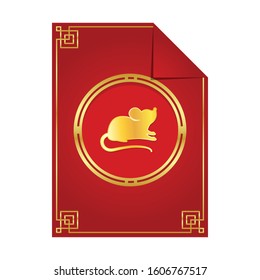 Chinese New year poster Chinese New year 2020. Year of the rat background. Rat symbol.