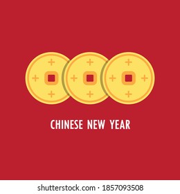 Chinese New Year Poster. Chinese Background Vector. Chinese Coin Vector.