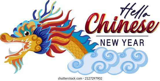 Chinese new year poster design with dragon illustration