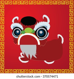 Chinese new year poster design with chinese lion dance