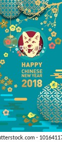 Chinese New Year poster, Year of the dog decoration. prosperous and wish you good luck in Chinese words
