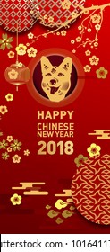 Chinese New Year poster, Year of the dog decoration. prosperous and wish you good luck in Chinese words