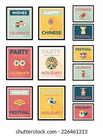 Chinese New Year poster flat banner design flat background set, eps10