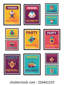 Chinese New Year poster flat banner design flat background set, eps10