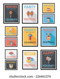 Chinese New Year poster flat banner design flat background set, eps10