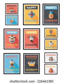 Chinese New Year poster flat banner design flat background set, eps10