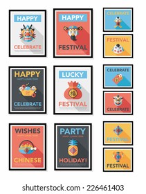 Chinese New Year poster flat banner design flat background set, eps10