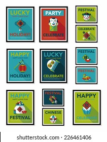 Chinese New Year poster flat banner design flat background set, eps10