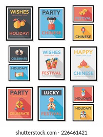Chinese New Year poster flat banner design flat background set, eps10