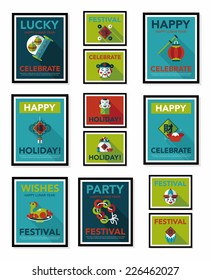Chinese New Year poster flat banner design flat background set, eps10