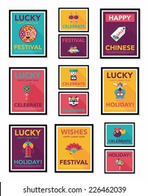 Chinese New Year poster flat banner design flat background set, eps10