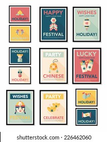 Chinese New Year poster flat banner design flat background set, eps10