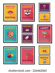 Chinese New Year poster flat banner design flat background set, eps10