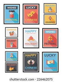 Chinese New Year poster flat banner design flat background set, eps10