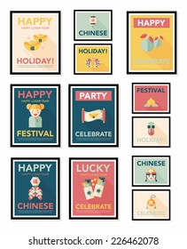 Chinese New Year poster flat banner design flat background set, eps10