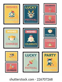 Chinese New Year poster flat banner design flat background set, eps10