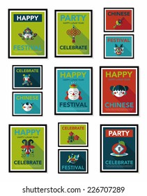 Chinese New Year poster flat banner design flat background set, eps10