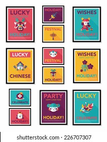 Chinese New Year poster flat banner design flat background set, eps10