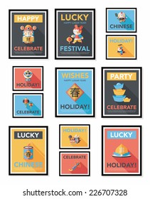 Chinese New Year poster flat banner design flat background set, eps10
