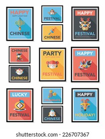 Chinese New Year poster flat banner design flat background set, eps10
