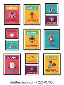Chinese New Year poster flat banner design flat background set, eps10