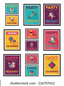 Chinese New Year poster flat banner design flat background set, eps10