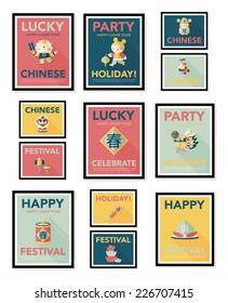 Chinese New Year poster flat banner design flat background set, eps10