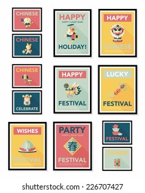 Chinese New Year poster flat banner design flat background set, eps10