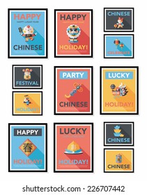 Chinese New Year poster flat banner design flat background set, eps10