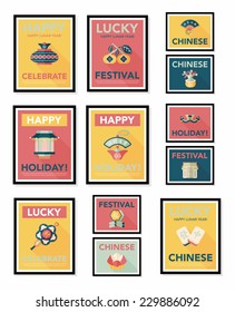 Chinese New Year poster flat banner design flat background set, eps10