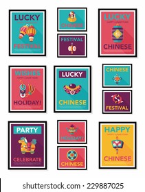 Chinese New Year poster flat banner design flat background set, eps10