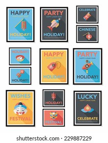 Chinese New Year poster flat banner design flat background set, eps10