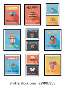 Chinese New Year poster flat banner design flat background set, eps10
