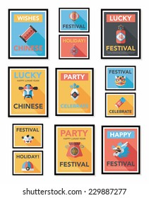 Chinese New Year poster flat banner design flat background set, eps10