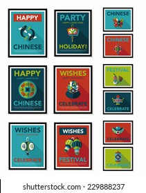 Chinese New Year poster flat banner design flat background set, eps10