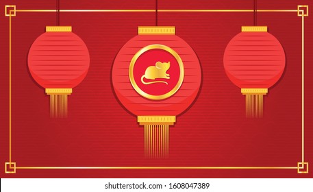 Chinese new year poster. Chinese lamp symbol. Chinese lamp wallpaper.