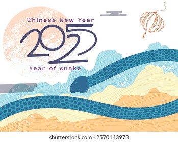 Chinese new year poster template, vector, illustration, year of snake, background