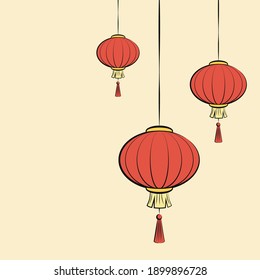 Chinese new year poster. wallpaper. free space for text. Chinese lamp vector.