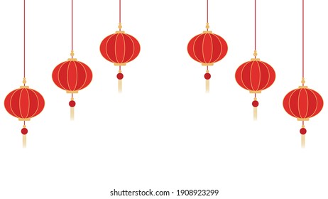 Chinese new year poster. wallpaper. free space for text. Chinese lamp vector.