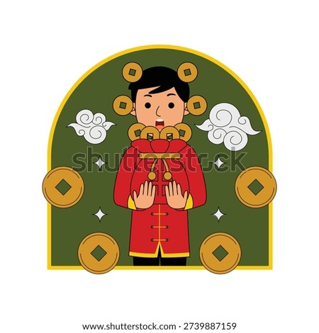 Chinese New Year Prosperity Boy with Lucky Coins
