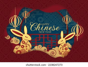 chinese new year rabbit year 2023 banner design